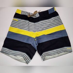 Patagonia Wavefarer Men's 38 Board Shorts Unlined Swim Trunks Multicolor Striped